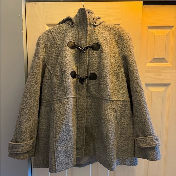 Jessica Simpson Jackets & Blazers - Jessica Simpson Grey Zip, Snap, Toggle Closure Hooded Pea Coat• 1X